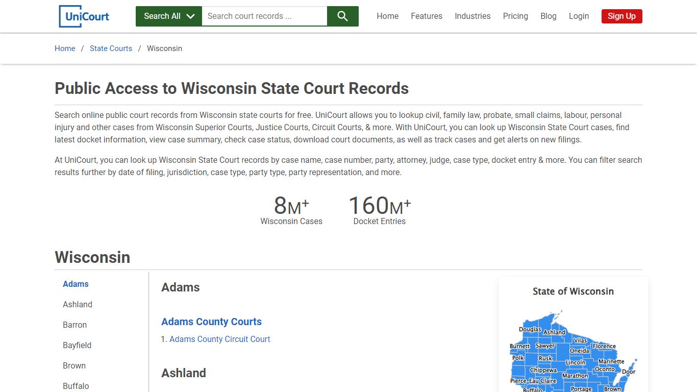 Wisconsin State Court Records - UniCourt