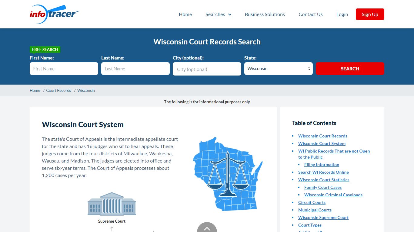 Search Wisconsin Court Records By Name Online - InfoTracer